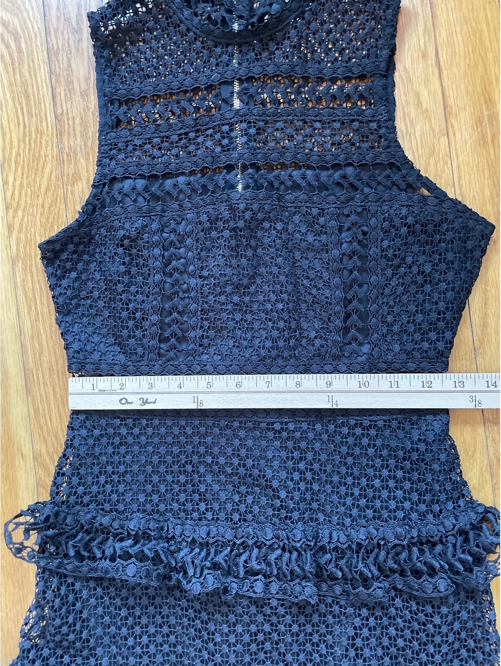 Lulus Name of Love Black Lace Dress Crochet Mini Sleeveless Tiered Ruffle Small - Picture 5 of 7